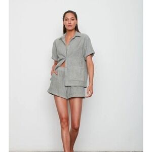 ATOIR‎ 6 The Montenegro Shirt Flint Grey Terry Cloth Button Up Short Sleeve Top